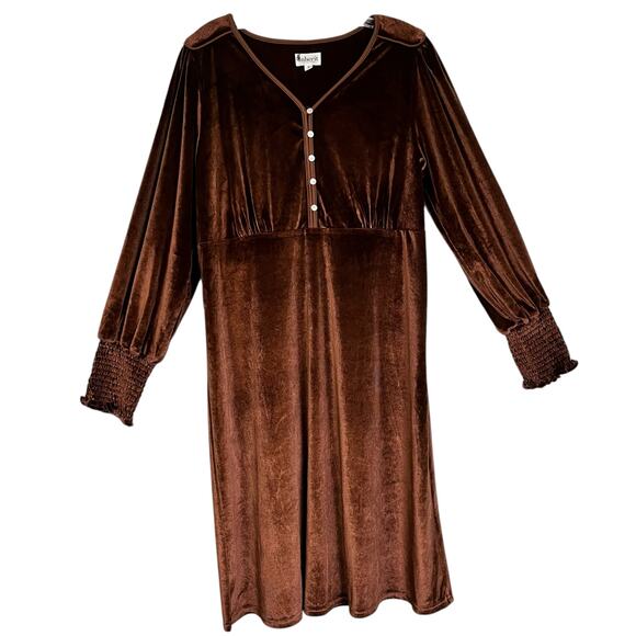 Inherit Brown Velvet Empire Waist Midi Dress Boho Sleeves Small‎ (3017) - Picture 12 of 12